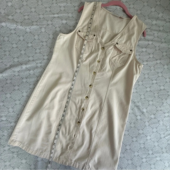 CROSSROADS Beige 100% Cotton Button-Front Denim Dress Size L - Picture 6 of 6